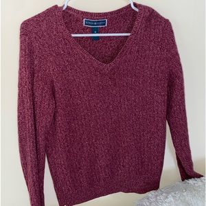 GREAT CONDITION Karen Scott Pink Burgundy Knotted Sweater Size M Woman